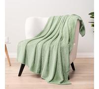 PAVILIA Sage Green Throw Blanket for Couch Bed, Soft Fleece Throws for Sofa Chair, Fuzzy Waffle Textured Blanket, Cozy Warm Lightweight All Season Blanket Throw, 50x60