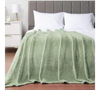 PAVILIA Sage Green Throw Blanket for Couch Twin Bed Soft Fleece Throws for Sofa Chair Fuzzy Waffle Textured Blanket Cozy Warm Lightweigh