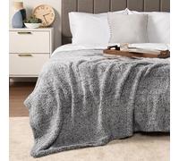 PAVILIA Sherpa Blanket for Bed Sofa - Plush Microfiber Fleece Blanket - Lightweight Soft Cozy Reversible Blanket for All Seasons, Gift for Decoration