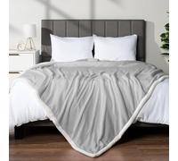 Pavilia Sherpa Fleece Blanket for Bed, King Size, Light Grey, Plush Soft Fuzzy, Cozy Reversible Winter Blanket for Women & Men, 90x108 Inches