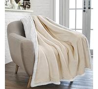 PAVILIA Sherpa Fleece Throw Blanket for Couch, Twin Size, Cream Beige, Plush Soft Fuzzy Sofa Blanket, Cozy Reversible Winter Throw for Women Men, 60x80 Inches