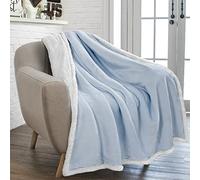 PAVILIA Sherpa Fleece Throw Blanket for Couch, Twin Size, Light Blue, Plush Soft Fuzzy Sofa Blanket, Cozy Reversible Winter Throw for Women Men, 60x80 Inches