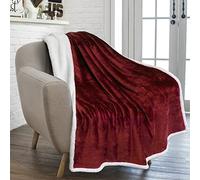 PAVILIA Sherpa Fleece Throw Blanket for Couch, Twin Size, Maroon Red, Plush Soft Fuzzy Sofa Blanket, Cozy Reversible Winter Throw for Women Men, 60x80 Inches