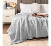 PAVILIA Sherpa Throw Blanket for Bed Couch Sofa Light Grey Fluffy Plush Fleece Blanket Microfiber Lightweight Soft Cozy Reversible for All Seasons Home Decor Gift 90x108