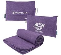 PAVILIA Soft Compact Travel Blanket and Pillow, Foldable Airplane Blanket in Bag, Lightweight Portable Flight Blanket Set with Luggage Strap, Camping Plane Car Home Office Gift Accessories, Purple
