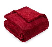 PAVILIA Soft Flannel Fleece Blanket Throw Twin Burgundy Maroon Red, Textured Decorative Velvet Blanket Couch Sofa Bed, Fuzzy Plush Cozy Warm Lightweight Microfiber, Jacquard Weave Leaf Pattern 60x80