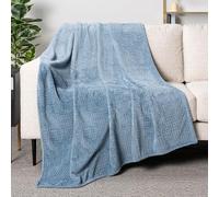 PAVILIA Soft Fleece Dusty Blue Throw Blanket for Couch, Lightweight Plush Warm Blankets for Bed, Fuzzy Cozy Flannel Blanket Throw for Sofa, Travel, Jacquard Pattern, Dusty Blue, 50x60 inch