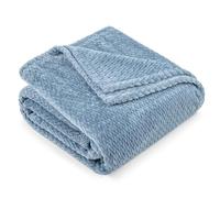 PAVILIA Soft Fleece Dusty Blue Throw Blanket for Couch, Lightweight Plush Warm Blankets for Bed, Fuzzy Cozy Flannel Blanket Throw for Sofa, Travel, Jacquard Pattern, Dusty Blue, Twin, 60x80 inch