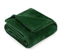 PAVILIA Soft Fleece Forest Green Throw Blanket for Couch, Lightweight Plush Warm Blankets for Bed, Fuzzy Cozy Flannel Blanket Throw for Sofa, Travel, Jacquard Pattern, Emerald Green, Twin, 60x80 inch
