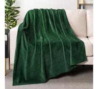 PAVILIA Soft Fleece Forest Green Throw Blanket for Couch, Lightweight Plush Warm Blankets for Bed, Fuzzy Cozy Flannel Blanket Throw for Sofa, Travel, Jacquard Pattern, Emerald Green, 50x60 inch