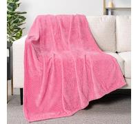 PAVILIA Soft Fleece Hot Pink Throw Blanket for Couch, Lightweight Plush Warm Blankets for Bed, Fuzzy Cozy Flannel Blanket Throw for Sofa, Travel, Jacquard Pattern, Hot Pink, 50x60 inch