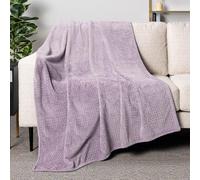 PAVILIA Soft Fleece Lavender Lilac Throw Blanket for Couch, Lightweight Plush Warm Blankets for Bed, Fuzzy Cozy Flannel Blanket Throw for Sofa, Travel, Jacquard Pattern, Light Purple, 50x60 inch