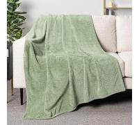 PAVILIA Soft Fleece Light Green Throw Blanket for Couch, Lightweight Plush Warm Blankets for Bed, Fuzzy Cozy Flannel Blanket Throw for Sofa, Travel, Jacquard Pattern, Sage Green, 50x60 inch