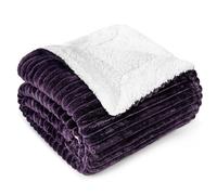 PAVILIA Soft Fleece Sherpa Throw Blanket for Sofa Couch Bed, Purple, 50x60