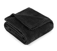PAVILIA Soft Fleece Solid Black Throw Blanket for Couch, Lightweight Plush Warm Blankets for Bed, Fuzzy Cozy Flannel Blanket Throw for Sofa, Travel, Jacquard Pattern, Black, Twin, 60x80 inch