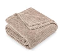 PAVILIA Soft Fleece Taupe Tan Throw Blanket for Couch, Lightweight Plush Warm Blankets for Bed, Fuzzy Cozy Flannel Blanket Throw for Sofa, Travel, Jacquard Pattern, Taupe/Camel, Twin, 60x80 inch