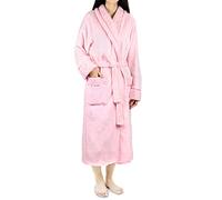 PAVILIA Soft Plush Women Fleece Robe, Cozy Warm Bathrobe, Fuzzy Female Long Spa Robe, Pink, S-M