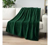 PAVILIA Super Soft Plush Flannel Fleece Blanket for Double Bed - Lightweight Microfiber Throw for Sofa, Bed, Emerald Green, 60"x80"