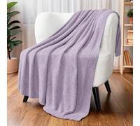 PAVILIA Super Soft Throw Blanket for Couch, Fluffy Cozy Lightweight Purple Blanket, Fuzzy Warm Knit Blanket for Bed Sofa, Lavender Lilac, 50x60