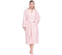 PAVILIA Super Soft Womens Robe, Fluffy Plush Fuzzy Cozy House Shower Bathrobe, Ribbed Striped Warm Fleece Long Robe for Women, Light Pink, S-M