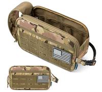 PAVILIA Tactical Toiletry Bag for Men, Water Resistant Molle Military Dopp, Camo, L, Military