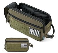 PAVILIA Tactical Toiletry Bag for Men, Water Resistant Molle Military Dopp, Olive, L, Military