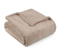 PAVILIA Tan Taupe Throw Blanket for Couch, Twin Bed, Soft Fleece Throws for Sofa Chair, Fuzzy Waffle Textured Blanket, Cozy Warm Lightweight All Season Blanket Throw, 60x80