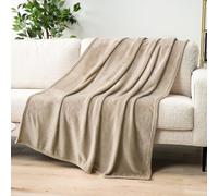 PAVILIA Taupe Fleece Blanket for Couch Sofa 50" x 60" Light Brown Flannel Soft Fuzzy Plush Microfiber Velvet Throw Blanket