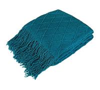 PAVILIA Teal Blue Knit Throw Blanket for Couch, Twin Bed, Soft Knitted Farmhouse Sofa Throw for Living Room, Lightweight Decorative Summer Blanket for Chair, Outdoor Textured Boho Blanket, 60x80