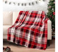 PAVILIA Throw Blanket | Holiday Christmas Red Fleece Blanket | Soft, Plush, Warm Winter Cabin Throw, 50x60 (Red Green Plaid)