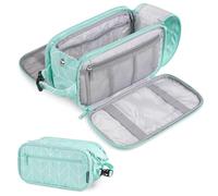 PAVILIA Toiletry Bag for Men, Hanging Travel Dopp Kit Organizer, PU Leather Water-Resistant Bathroom Bag for Shaving Grooming, Large Capacity Cosmetic Bag Travel Essentials, Teal Chevron, Extra Large