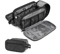PAVILIA Toiletry Bag for Men Women, Travel Bag Toiletries Organizer Case, Travel Essentials Shaving Dopp Kit, Cosmetic Make Up Bag, Black, L