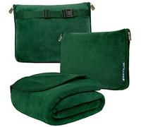 PAVILIA Travel Blanket/Pillow, Airplane Blanket, 2 in 1 Combo Set, Foldable Blanket for Airplane, Travel Essential for Car, Travel Gift for Travelers with Strap for Luggage/Backpack, 152 x 109 cm