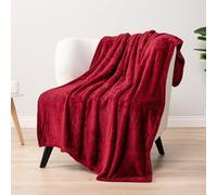PAVILIA Waffle Fleece Throw Blanket for Couch Bed Maroon Red, Super Soft Fuzzy Cozy Blanket Sofa, Plush Warm Cute Decorative Home Decor Throw, Lightweight All Season, Burgundy Wine Cranberry, 50x60