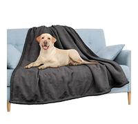 PAVILIA Waterproof Blanket for Couch, Sofa | Waterproof Dog Blanket for Large Dog, Puppy, Cat | Pet Blanket Protector | Plush Soft Warm Fuzzy Sherpa Blanket Bed Throw, Dark Grey, 90x90