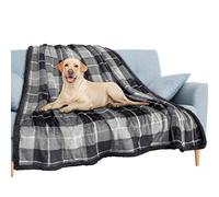 PAVILIA Waterproof Blanket for Couch, Sofa | Waterproof Dog Blanket for Large Dog, Puppy, Cat | Pet Blanket Protector | Plush Soft Warm Fuzzy Sherpa Blanket Bed Throw, Plaid Grey, 60x80