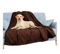PAVILIA Waterproof Blanket for Couch, Sofa | Waterproof Dog Blanket for Large Dog, Puppy, Cat | Pet Blanket Protector | Plush Soft Warm Fuzzy Sherpa Blanket Bed Throw, Brown, 90x90