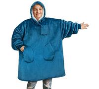 PAVILIA Wearable Blanket for Kids Boys Girls Warm Cozy Giant Hoodie with Two Pockets Fleece Sherpa Hoodie for Teens, Turquoise/Excursion (Getaway Solids), Kids
