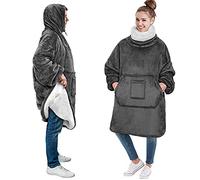 PAVILIA Wearable Blanket Hoodie Women Men, Oversized Sweatshirt Hooded Sweater, Fleece Soft Cozy Warm Plush Gift Ideas Adults, Gray, Sherpa Fleece