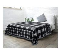 PAVILIA Winter Cabin Sherpa Blanket Throw Twin | Flannel Fleece Christmas Blanket | Plaid Holiday Blanket Gift | Plush, Soft, Warm, Cosy, Reversible, Microfiber, 60 x 80 cm (Grey)