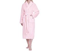 PAVILIA Women Plush Fleece Robe, Soft Textured Bathrobe, Lady Cozy Spa Long Robe, Pink, Small-Medium