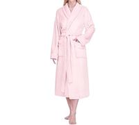 PAVILIA Women Plush Fleece Robe, Soft Textured Bathrobe, Lady Cozy Spa Long Robe, Pink, Small-Medium