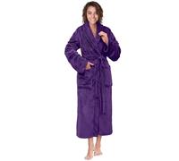 PAVILIA Women Robe Fleece Plush Soft, Fluffy Fuzzy Cozy Warm Lightweight Bathrobe, Shower Spa House Long Robe for Women, Purple, S-M