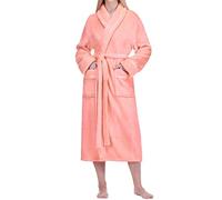 PAVILIA Womens Plush Fleece Robe, Soft Cozy Long Bathrobe for Women, Coral, L-x-L