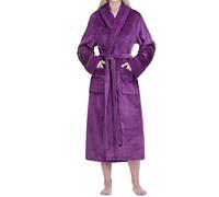 PAVILIA Womens Plush Fleece Robe, Soft Cozy Long Bathrobe for Women, Purple, L-x-L