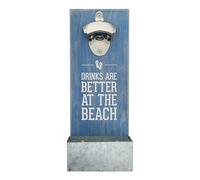 Pavilion - at The Beach - Rustic Wall Mounted Beer Bottle Opener, Bottle Opener with Cap Catcher, Gifts for Men and Beer Lovers, Home Wall Decor, 1 Count, 4.5” x 11.5” Blue