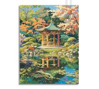 Pavilion Diamond Art Landscape Small Diamond Painting 55x70cm Gem Art, DIY 5D Crystal Rhinestone Embroidery Cross Stitch Canvas for Kids/Beginners, Home Wall Room Decoration Gifts for Women z74f
