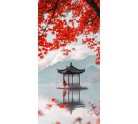 Pavilion Diamond Painting Landscape Diamond Art Kits Adults, DIY Full Square Drill Crystal Arts and Crafts for Adults, 5D Dimond Art Painting for Home Wall Decor, Gifts for Women 32x64 inch 0u-156