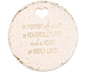 Pavilion Gift Company 22213 in Memory of A Life So Beautifully Live and A Heart So Deeply Loved-10 Inch Weather Proof 10" Garden Stone, Round, Beige