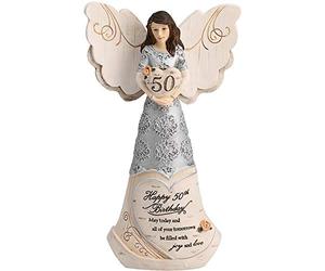 Pavilion Gift Company 82414 Elements Angels - Happy 50th Birthday May Today & All of Your Tomorrows Be Filled with Joy & Love 6" Angel Figurine